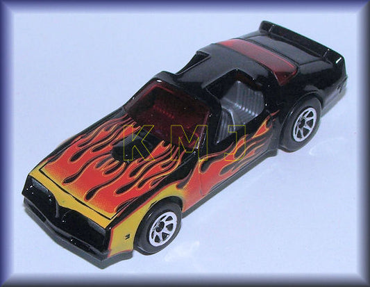 Hot Wheels 2006 - Collector # 198/223 - Hot Bird (Firebird) - Black with Flames - 7 Spokes - Gray Interior - USA
