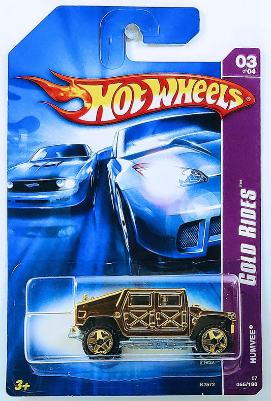Hot Wheels 2007 - Collector # 055/180 - Gold Rides 3/4 - Humvee - Gold Chrome - USA Card