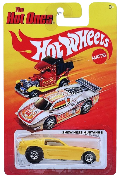 Hot Wheels 2012 - The Hot Ones - Show Hoss Mustang II (Funny Car) - Yellow - Basic Wheels - Metal/Metal - Body Flips Up - Lightning Fast Metal Racers
