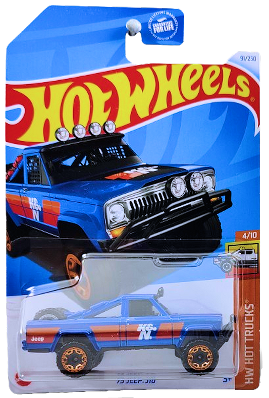 Hot Wheels 2024 - Collector # 091/250 - HW Hot Trucks 4/10 - '73 Jeep J10 - Blue / K&amp;N Filters - BLOR Wheels - USA Card