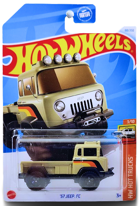 Hot Wheels 2024 - Collector # 068/250 - HW Hot Trucks 3/10 - '57 Jeep FC - Tan - BAJA5 Wheels - USA Card