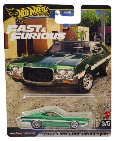 Hot Wheels 2024 - Premium / Fast & Furious / F&F 3/5 - 1972 Ford Gran Torino Sport - Green Metalflake - Metal/Metal & Real Riders