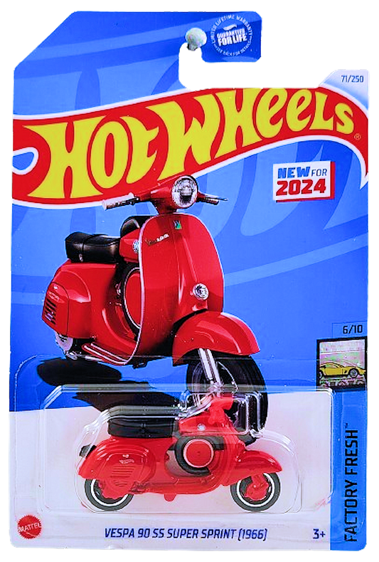 Hot Wheels 2024 - Collector # 071/250 - Factory Fresh 6/10 - Vespa 90SS Super Sprint (1966) - Red - USA Card