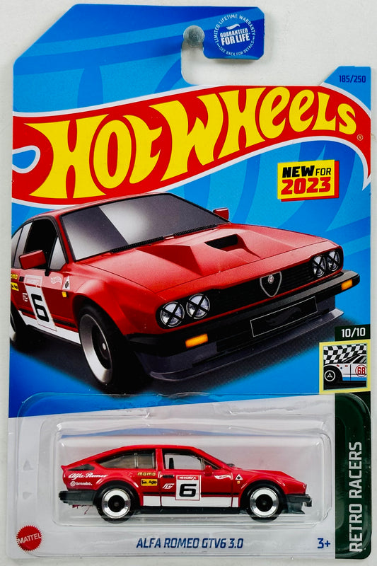 Hot Wheels 2023 - Collector # 185/250 - Retro Racers 10/10 - New Models - Alfa Romeo GTV6 3.0 - Rosso Alfa (Red) - USA