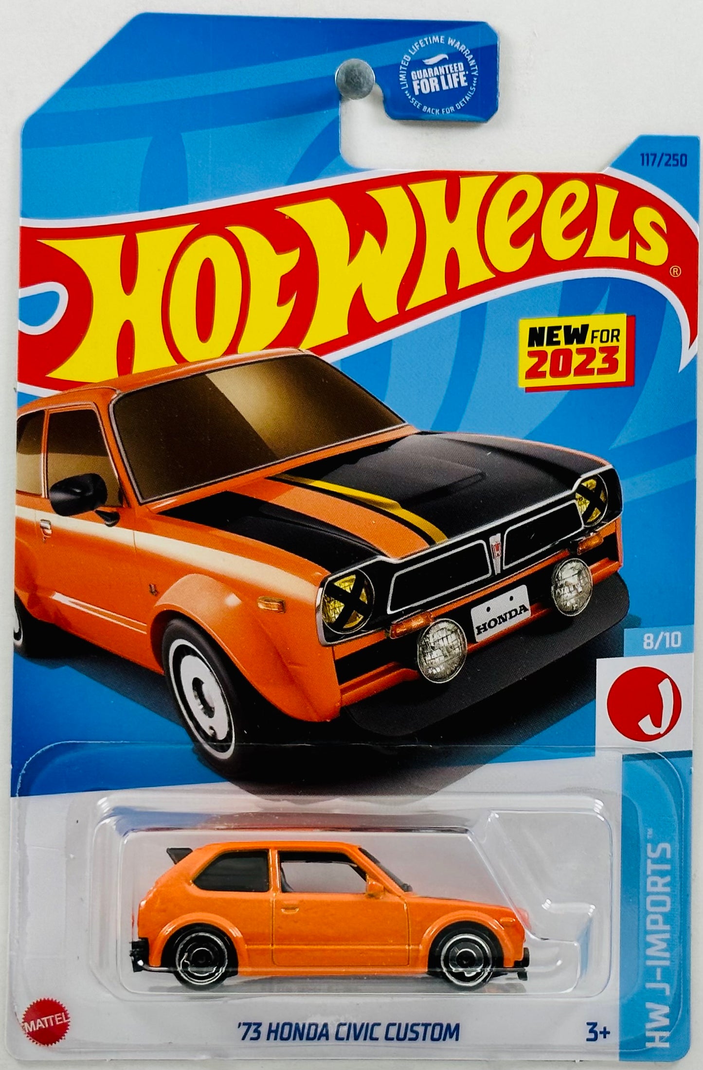 Hot Wheels 2023 - Collector # 117/250 - HW J-Imports 08/10 - New Models - '73 Honda Civic Custom - Orange - USA
