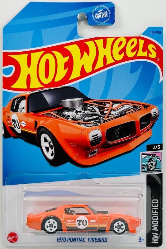 Hot Wheels 2023 - Collector # 018/250 - Modified 02/05 - 1970 Pontiac Firebird - Orange - "70" - Kroger Exclusive - USA