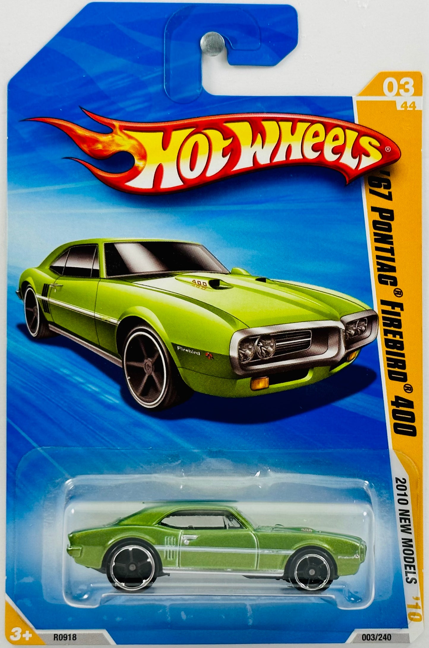 Hot Wheels 2010 - Collector # 003/240 - New Models 03/44 - '67 Pontiac Firebird 400 - Lime Green - USA