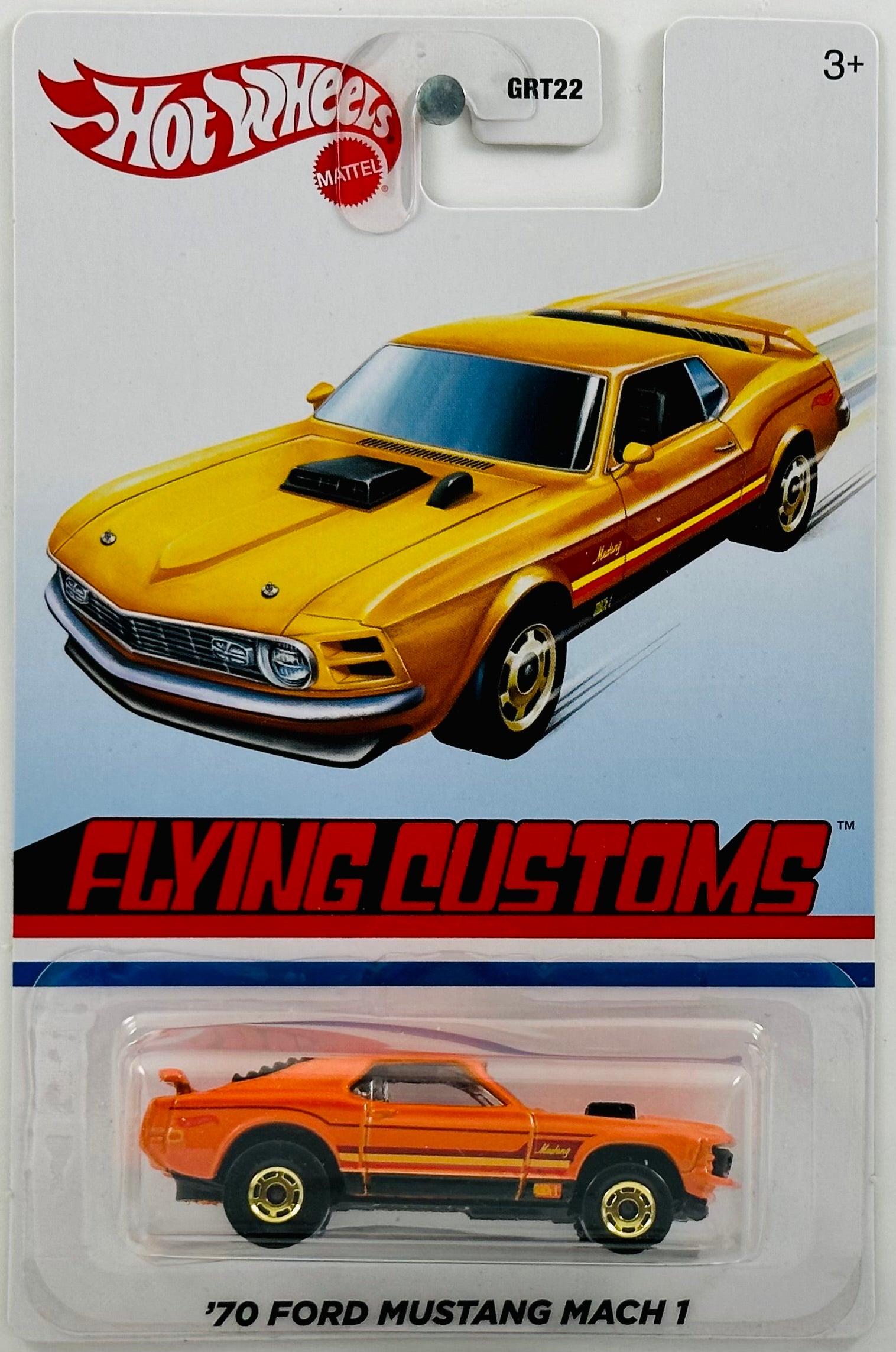 Hot Wheels 2021 - Flying Customs - '70 Ford Mustang Mach 1 - Orange - Black  & Light Orange Stripes - Target Exclusive