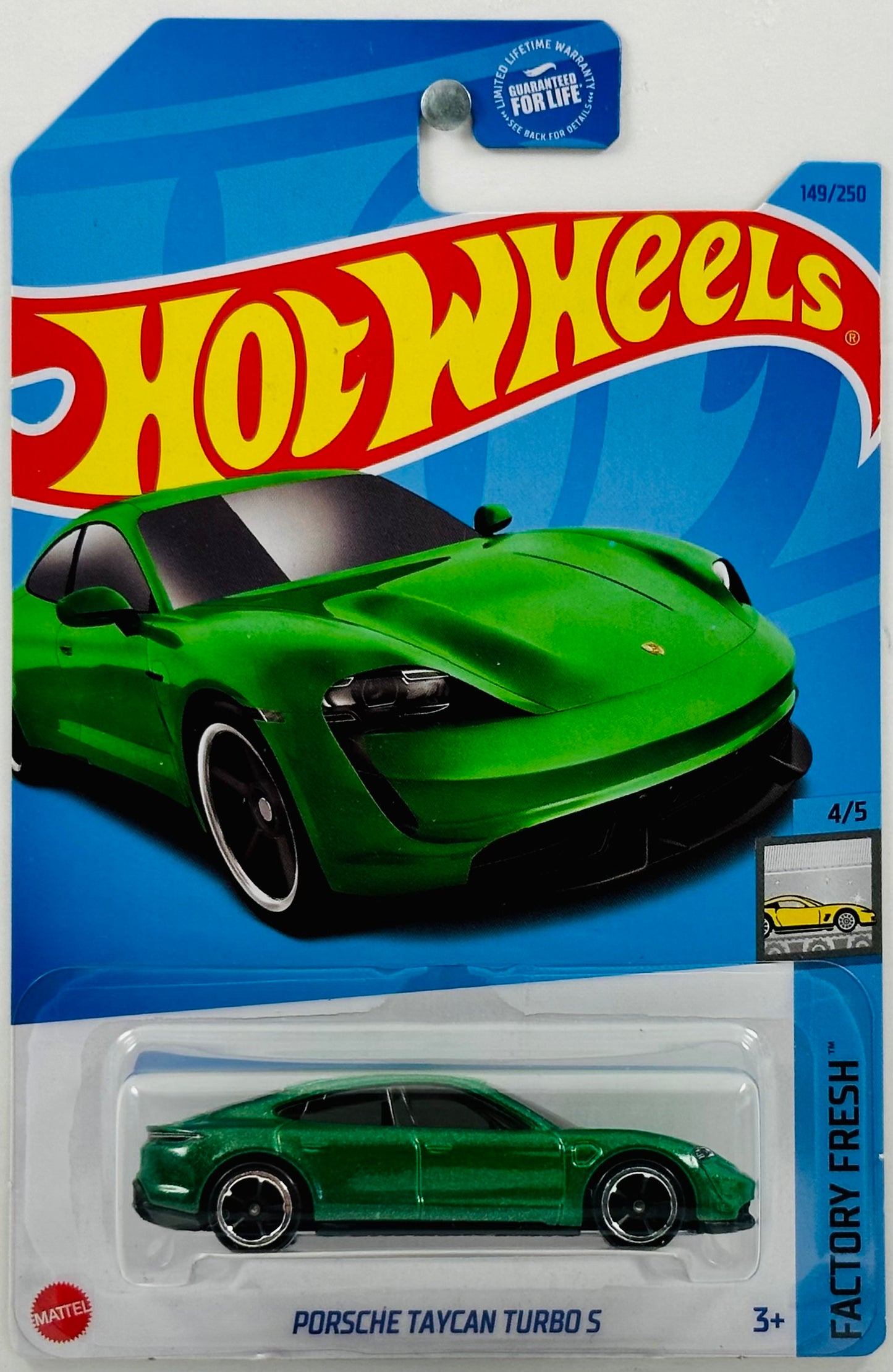 Hot Wheels 2023 - Collector # 149/250 - Factory Fresh 04/05 - Porsche Taycan Turbo S - Green - 5 Spoke - USA