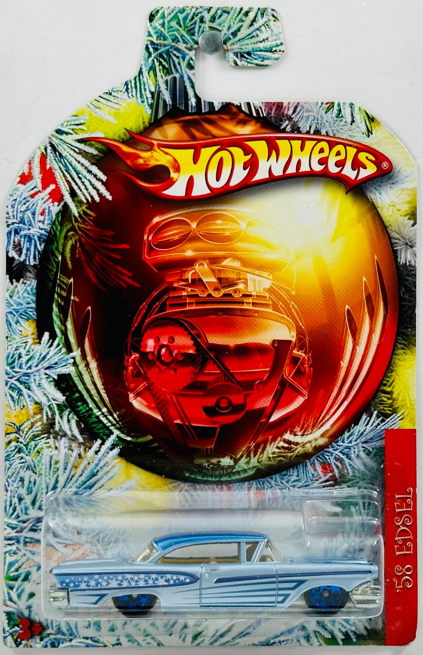Hot Wheels 2010 - Holiday Hot Rods Series - '58 Edsel - Light Blue - Snowflake Graphics - Walmart Exclusive