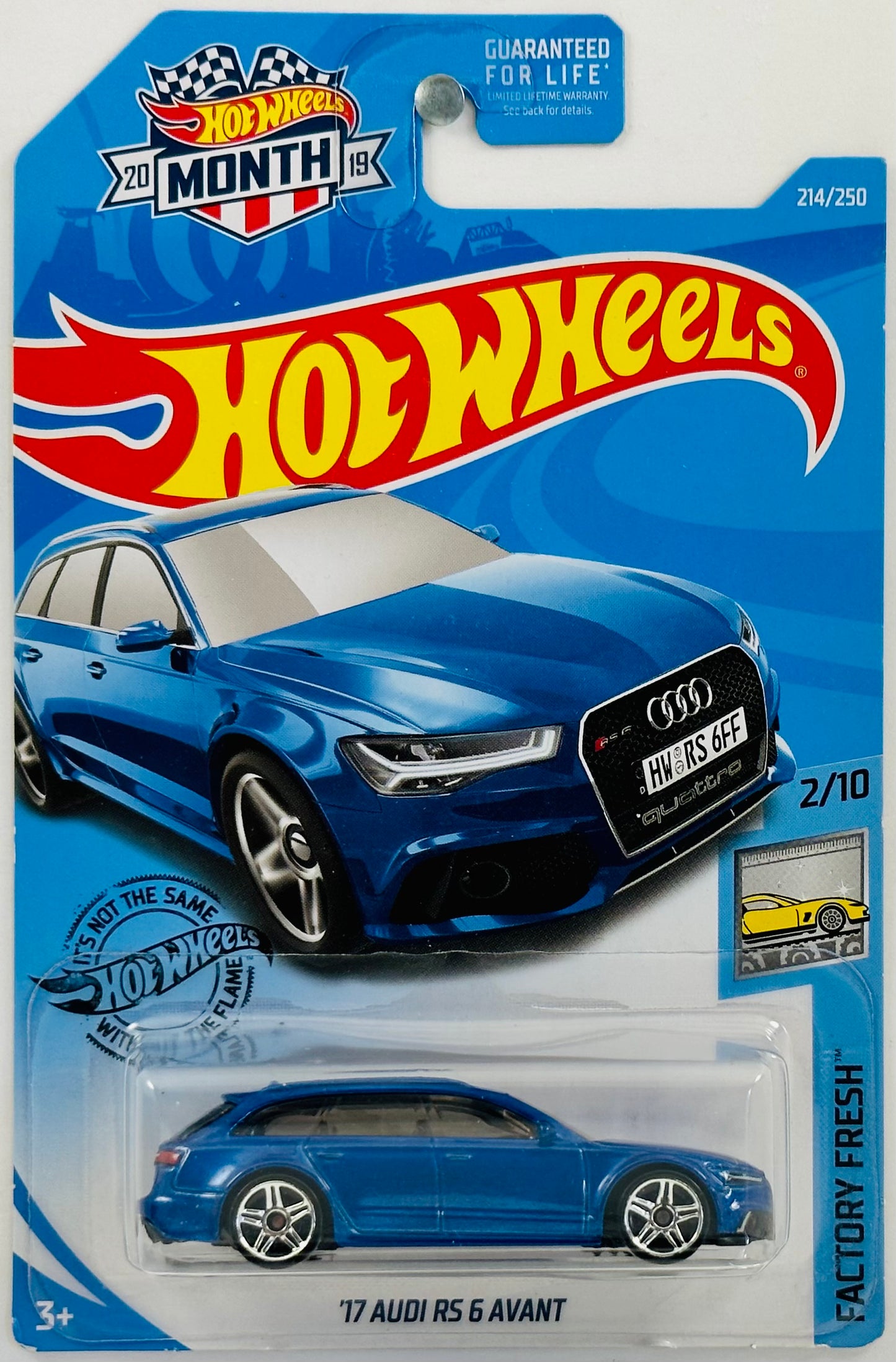 Hot Wheels 2019 - Collector # 214/250 - Factroy Fresh 02/10 - '17 Audi RS 6 Avant - Blue - 5 Spoke Wheels - Walmart Exclusive / Month / USA