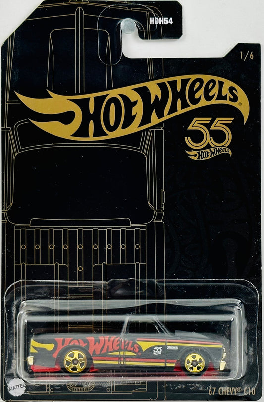 Hot Wheels 2023 - Theme Series / 55th Anniversary Black & Yellow 01/06 - '67 Chevy C10 - Matte Black
