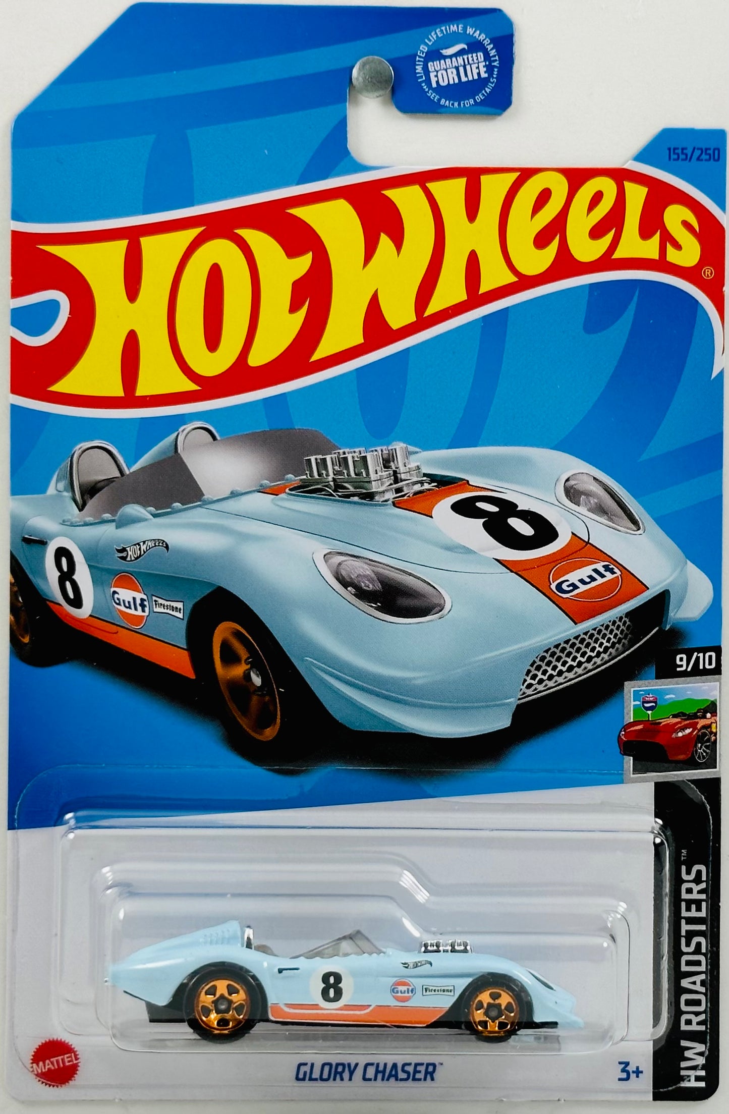 Hot Wheels 2023 - Collector # 155/250 - HW Roadsters 09/10 - Glory Chaser - Zenith Blue - Gulf Racing / '8' - USA