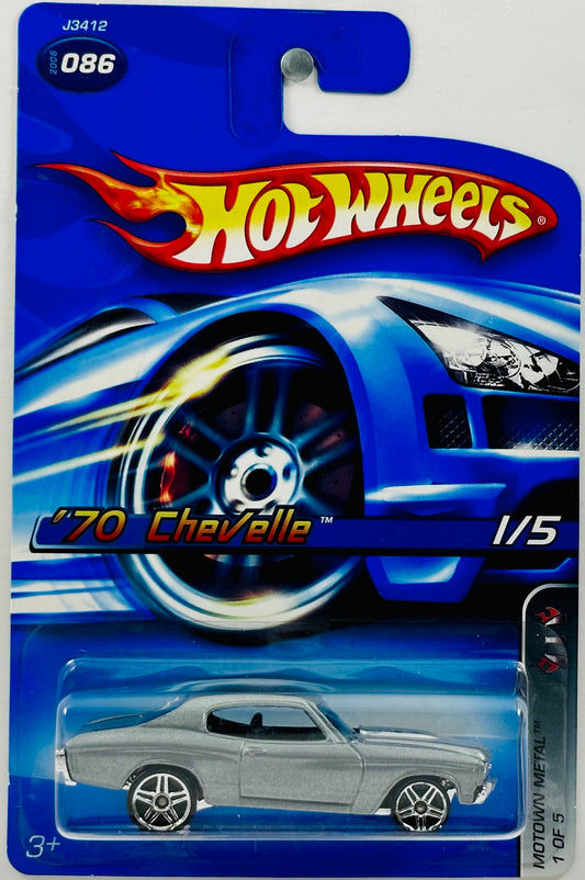 Hot Wheels 2006 - Collector # 086/223 - Motown Metal 01/05 - '70 Chevelle - Sliver - 5 Spoke Wheels - USA