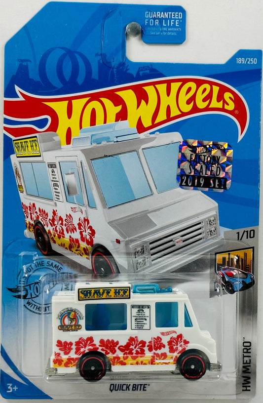 Hot Wheels 2019 - Collector # 189/250 - HW Metro 01/10 - Quick Bite - White - 'Shaved Ice' - FCS