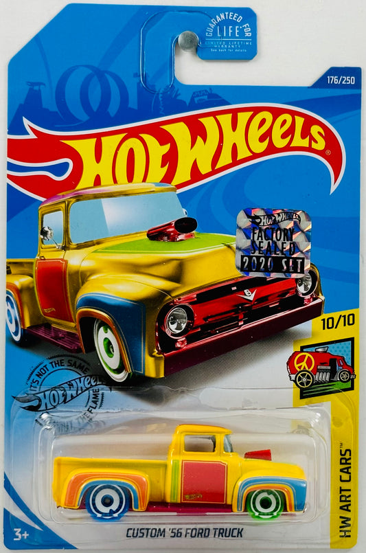 Hot Wheels 2020 - Collector # 176/250 - HW Art Cars 10/10 - Treasure Hunts - Custom '56 Ford Truck - Yellow - FCS