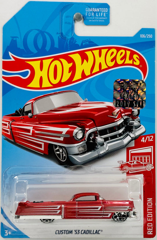 Hot Wheels 2019 - Collector # 106/250 - Red Edition 04/12 - Custom '53 Cadillac - Red - Target Exclusive - FSC