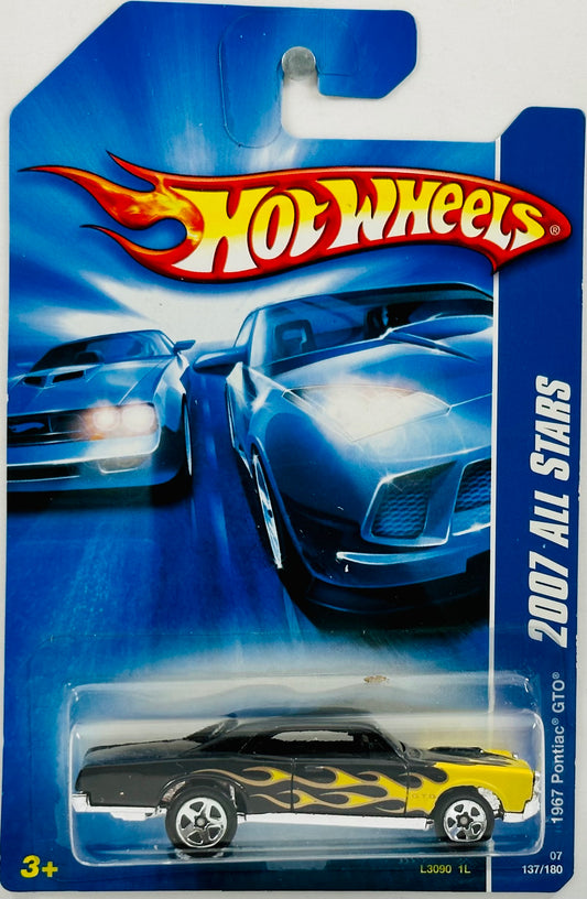 Hot Wheels 2007 - Collector # 137/180 - All Stars 05/24 - 1967 Pontiac GTO - Black - Yellow Flames - USA