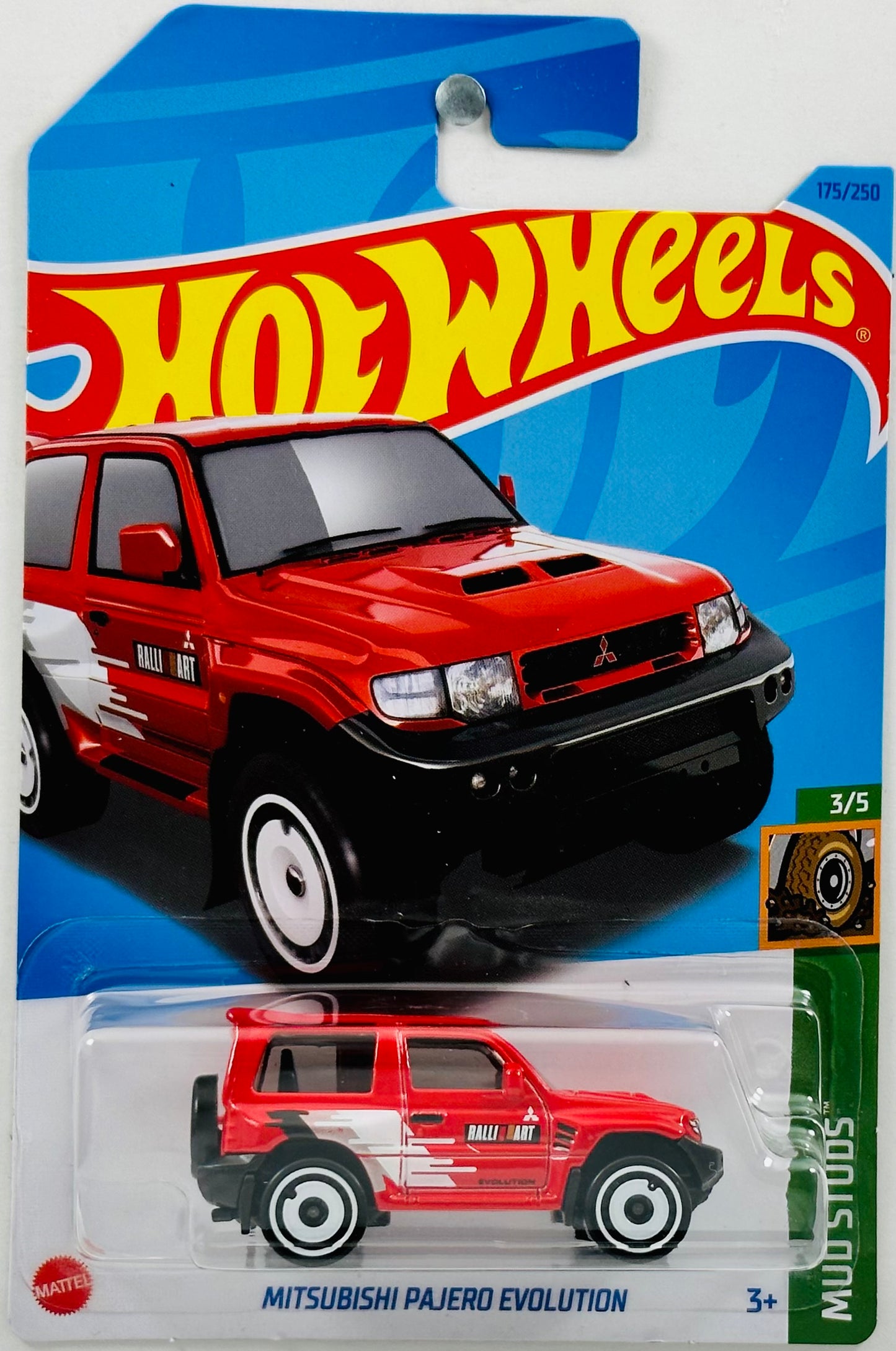 Hot Wheels 2023 - Collector # 175/250 - Mud Studs 03/05 - Mitsubishi Pajero Evolution - Red - 'Ralli Art' / AeroDisc Wheels - IC