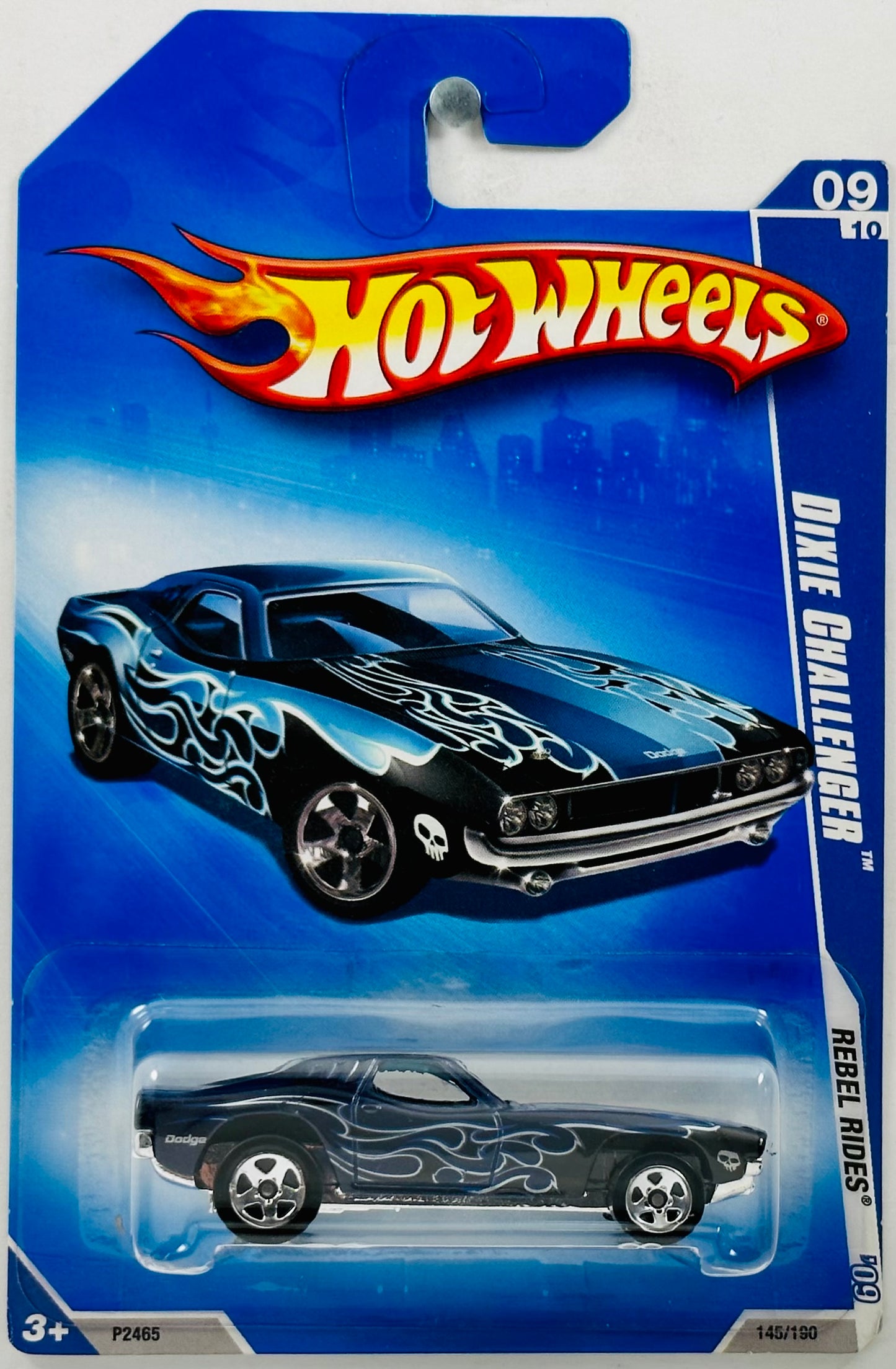 Hot Wheels 2009 - Collector # 145/190 - Rebel Rides 09/10 - Dixie Challenger - Dark Blue - Black Flames - USA