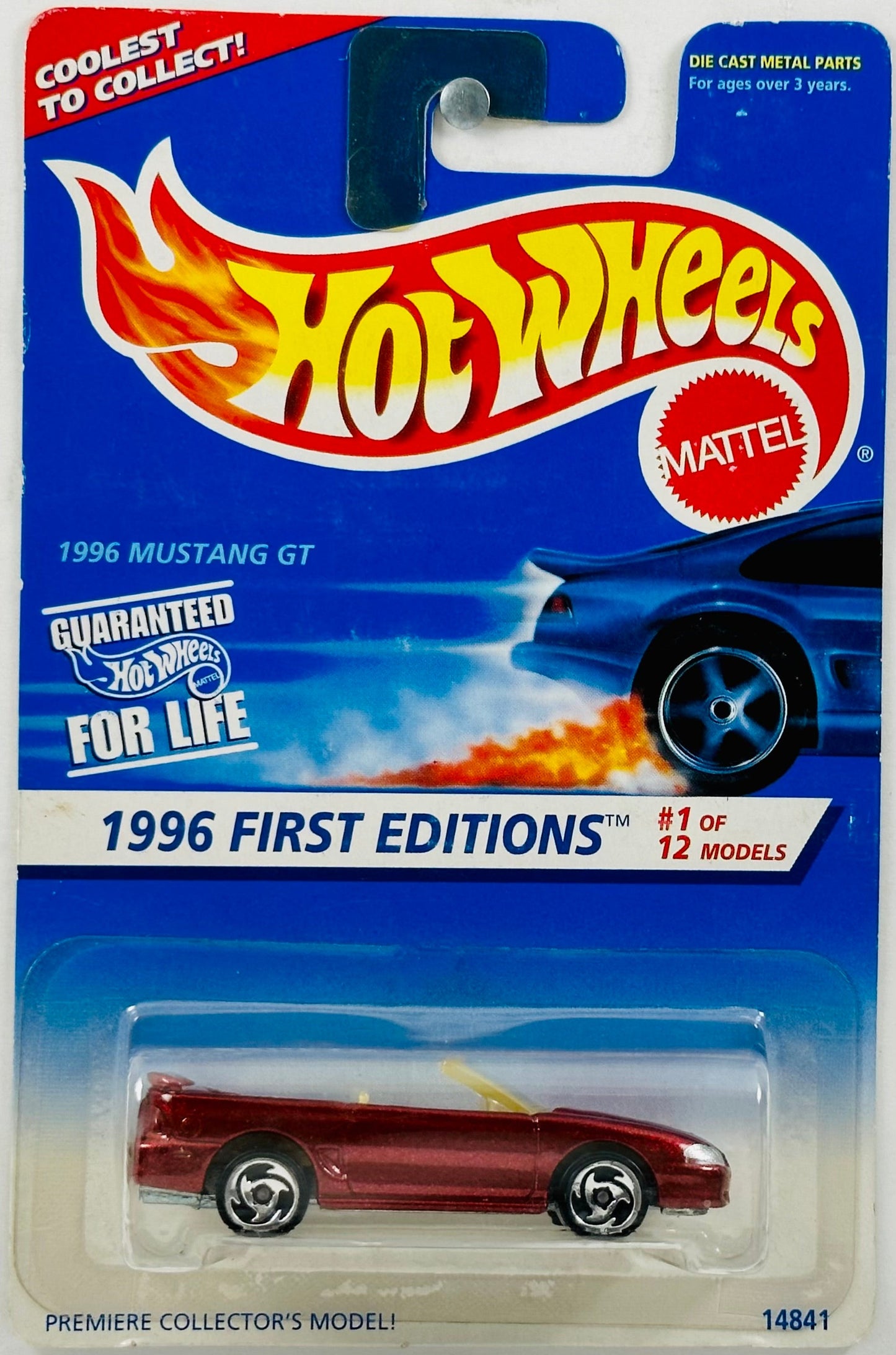 Hot Wheels 1996 - Collector # 378 - First Editions 1/12 - 1996 Mustang GT - Red - SB Wheels - USA with 'Coolest to Collect'