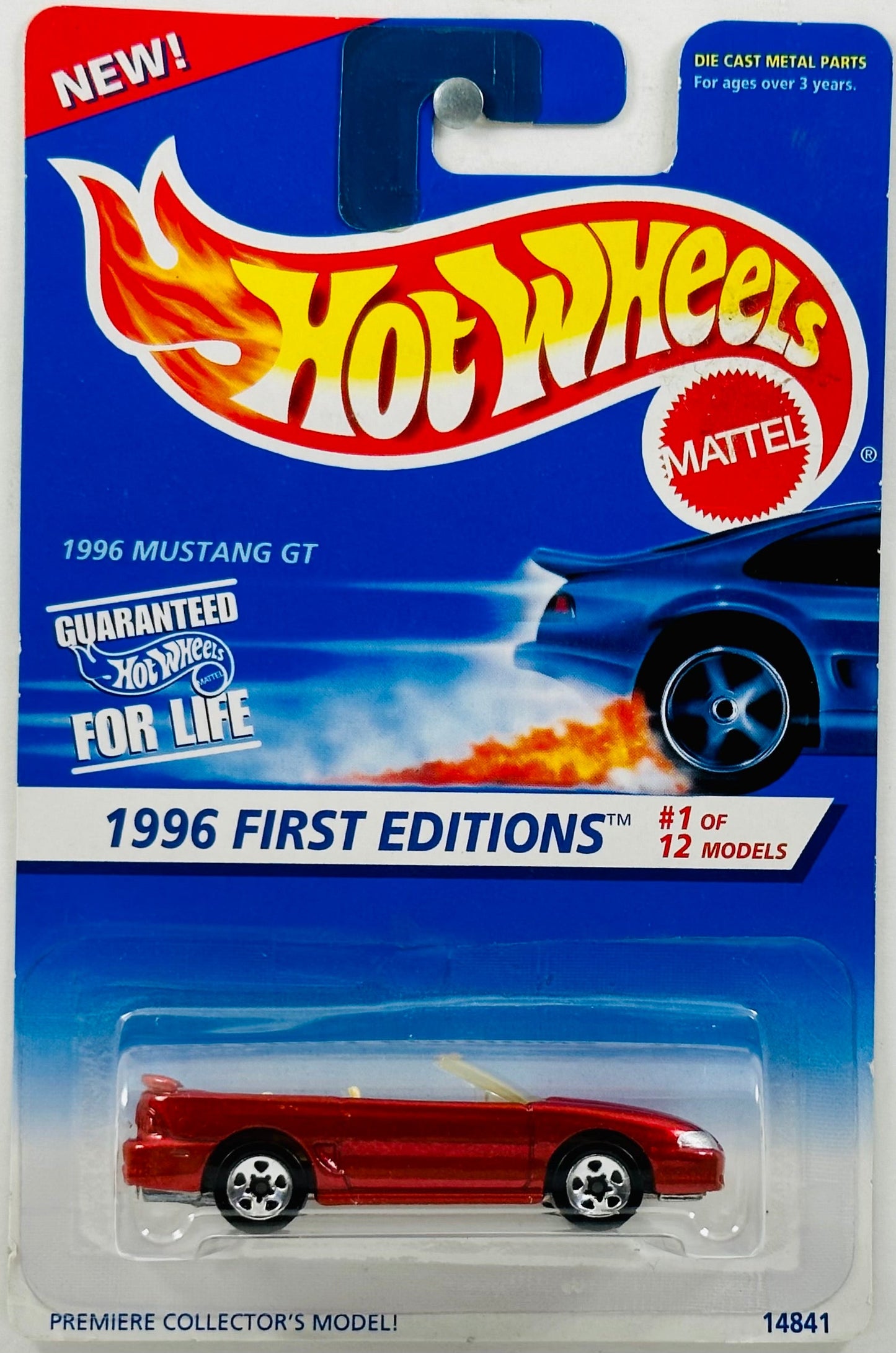 Hot Wheels 1996 - Collector # 378 - First Editions 1/12 - 1996 Mustang GT - Red - 5 Spokes - New / USA