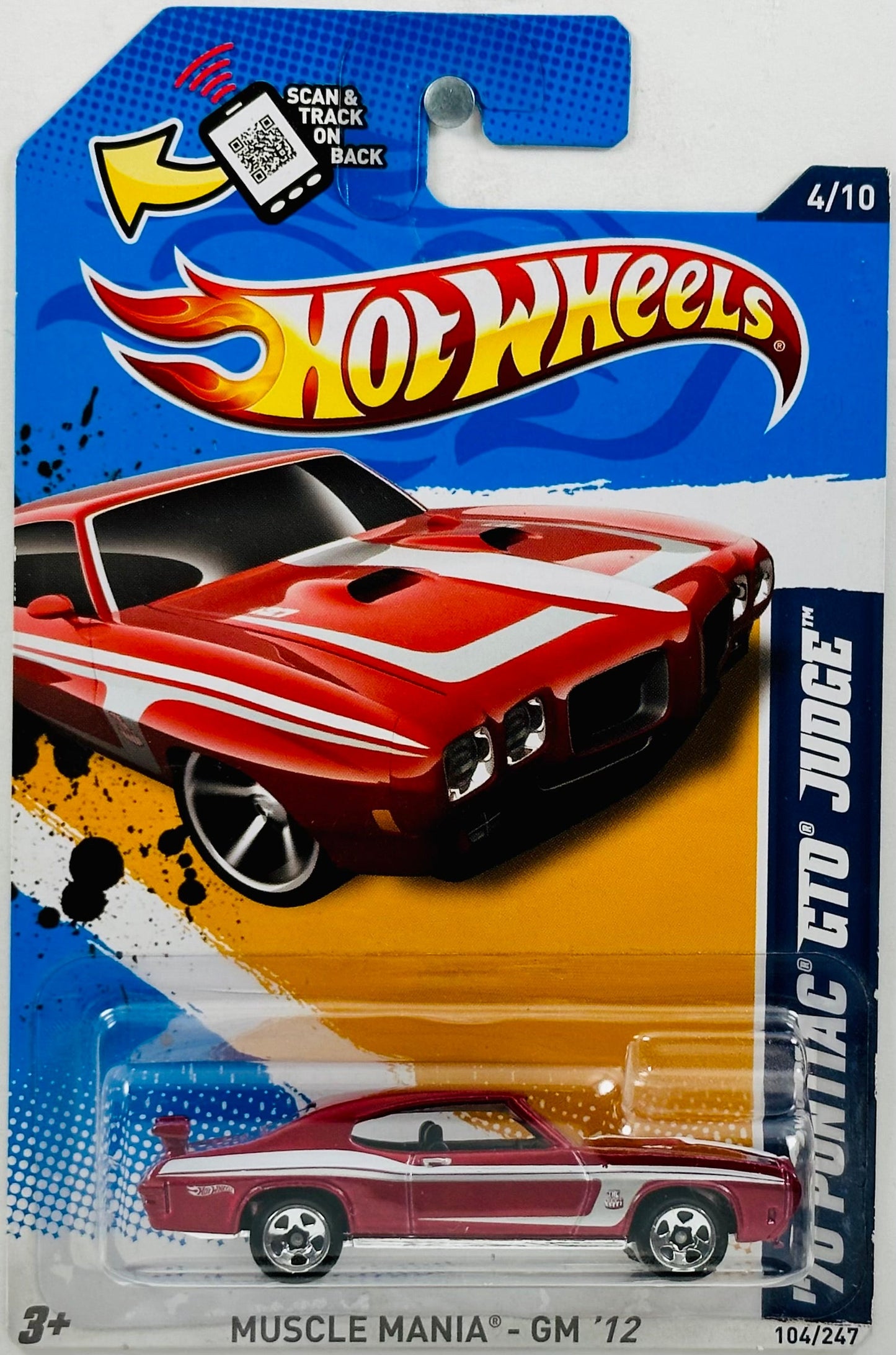 Hot Wheels 2012 - Collector # 104/247 - Muscle Mania - GM 04/10 - '70 Pontiac GTO Judge - Metallic Red - 'The Judge' / '427' - Walmart Exclusive - USA