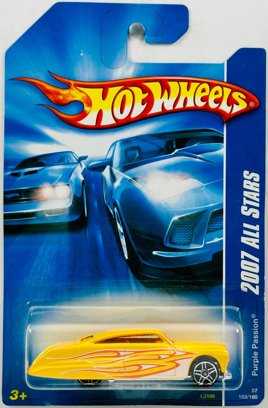 Hot Wheels 2007 - Collector # 153/180 - All Stars 21/24 - Purple Passion - Yellow - PR5 Wheels - USA Card