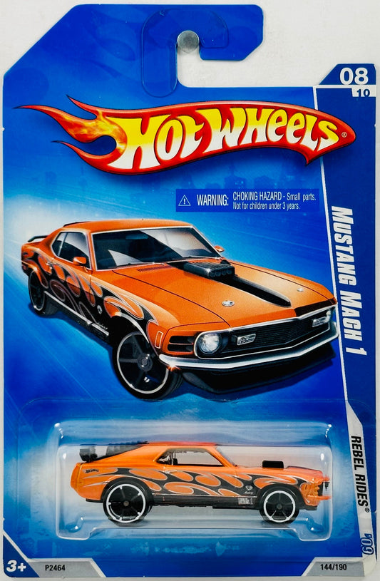 Hot Wheels 2009 - Collector # 144/190 - Rebel Rides 8/10 - Mustang Mach 1 - Orange - White & Black OH5SP - USA