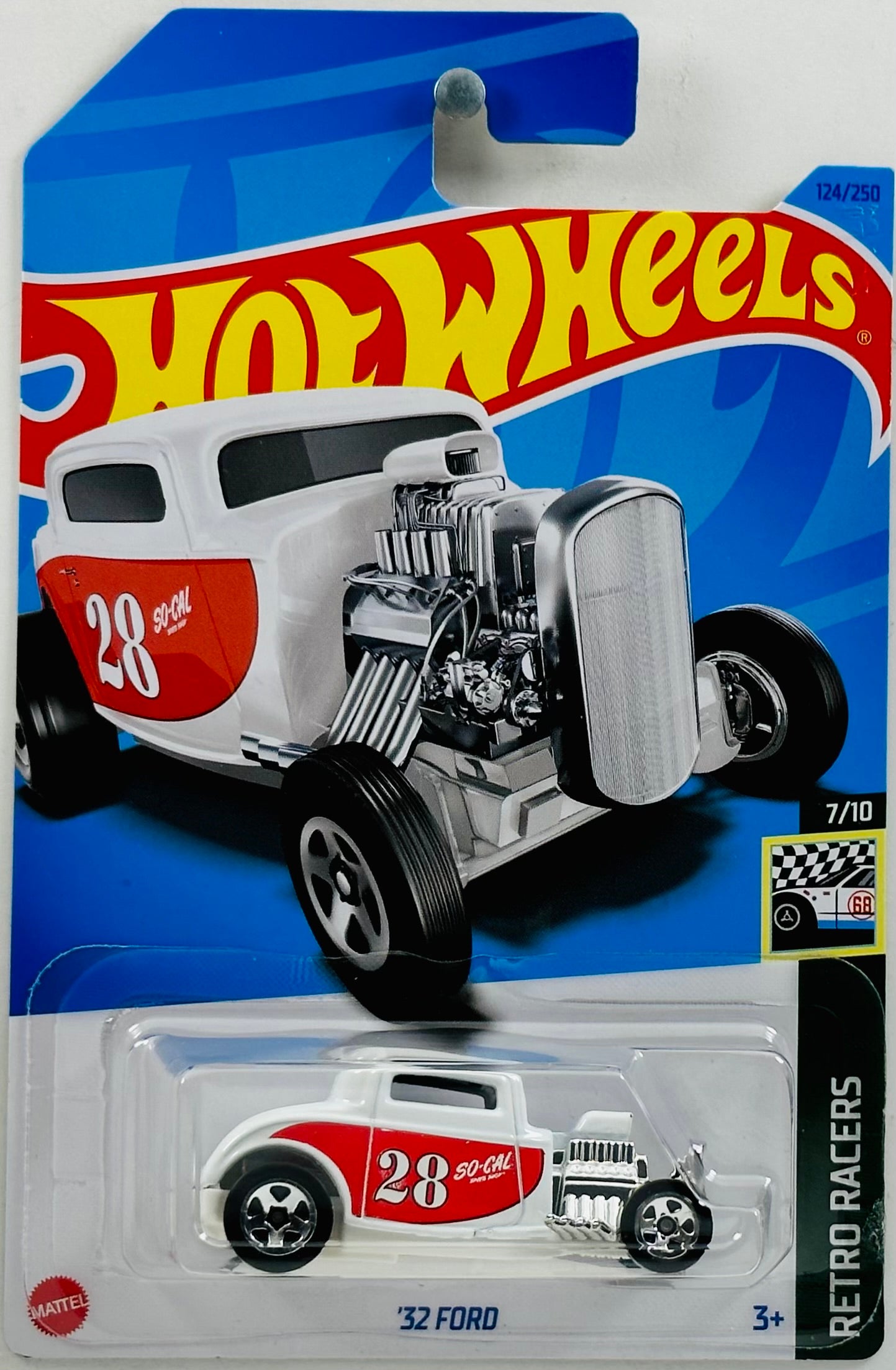 Hot Wheels 2023 - Collector # 124/250 - Retro Racers 7/10 - '32 Ford - White / So-Cal - IC