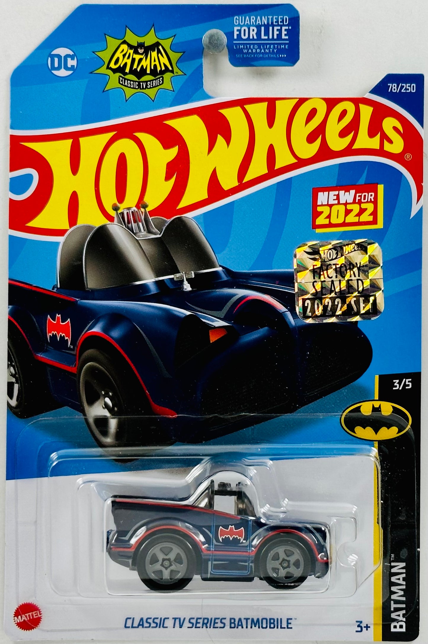 Hot Wheels 2022 - Collector # 078/250 - Batman 03/05 - New Models - Classic TV Series Batmobile (Tooned) - Navy Blue - FSC
