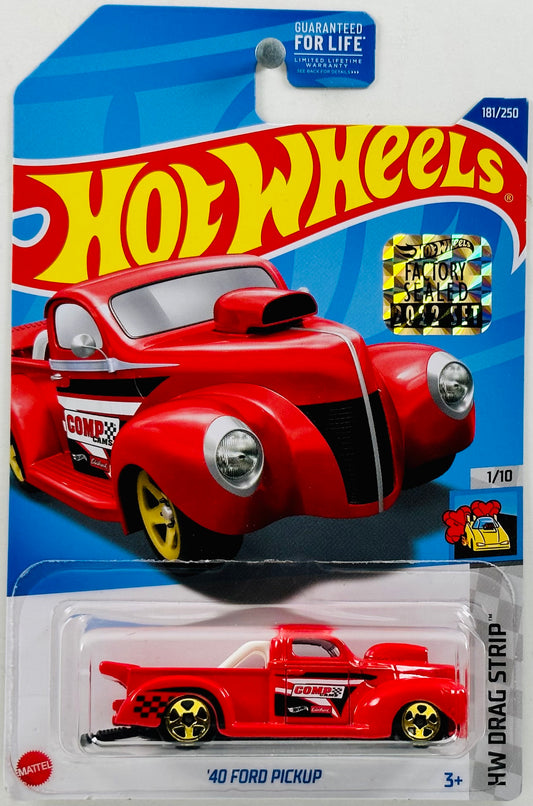 Hot Wheels 2022 - Collector # 181/250 - HW Drag Strip 01/10 - '40 Ford Pickup - Red / 'Comp Cams' - FSC