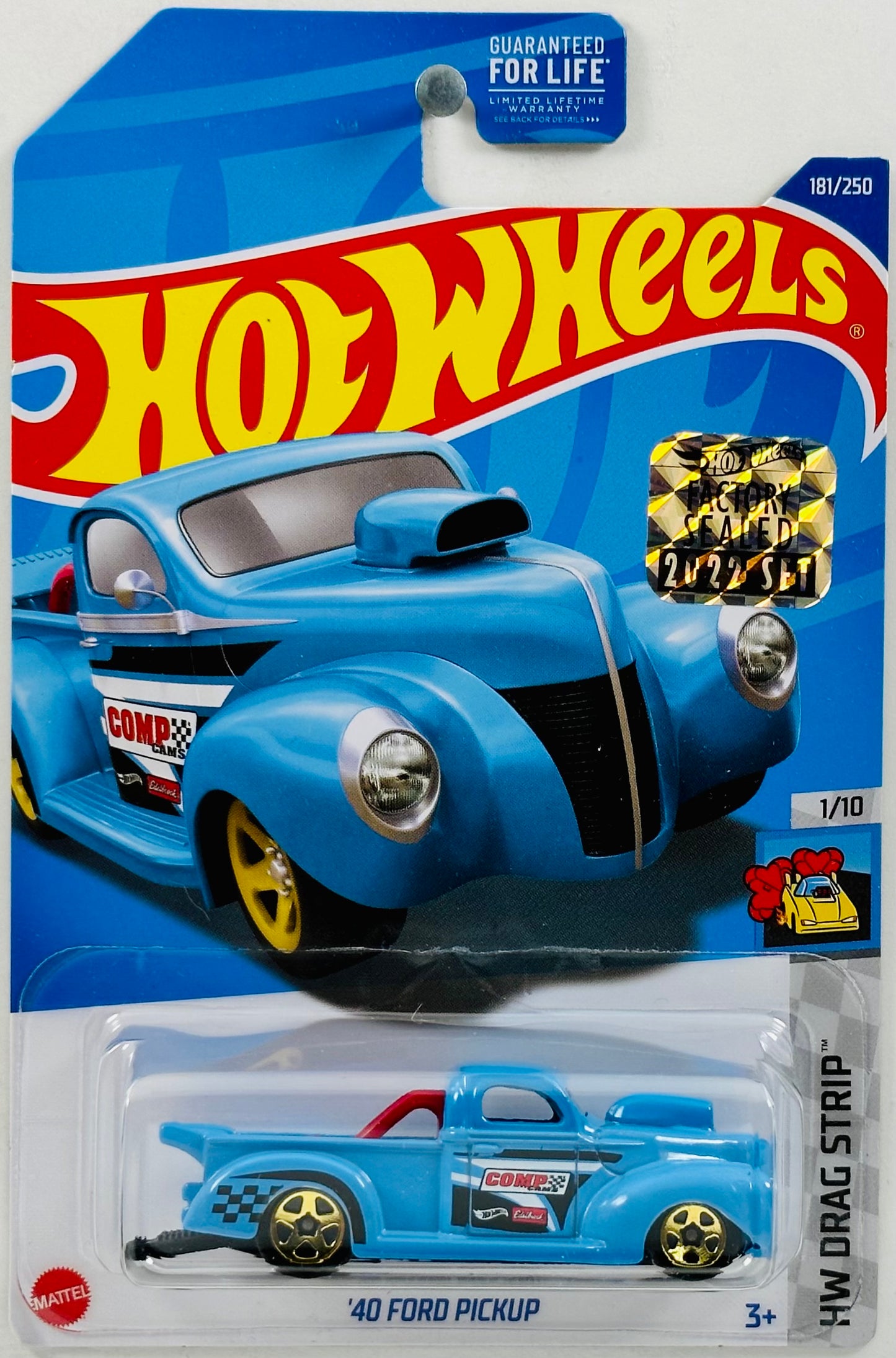 Hot Wheels 2022 - Collector # 181/250 - HW Drag Strip 01/10 - '40 Ford Pickup - Blue / 'Comp Cams' - FSC