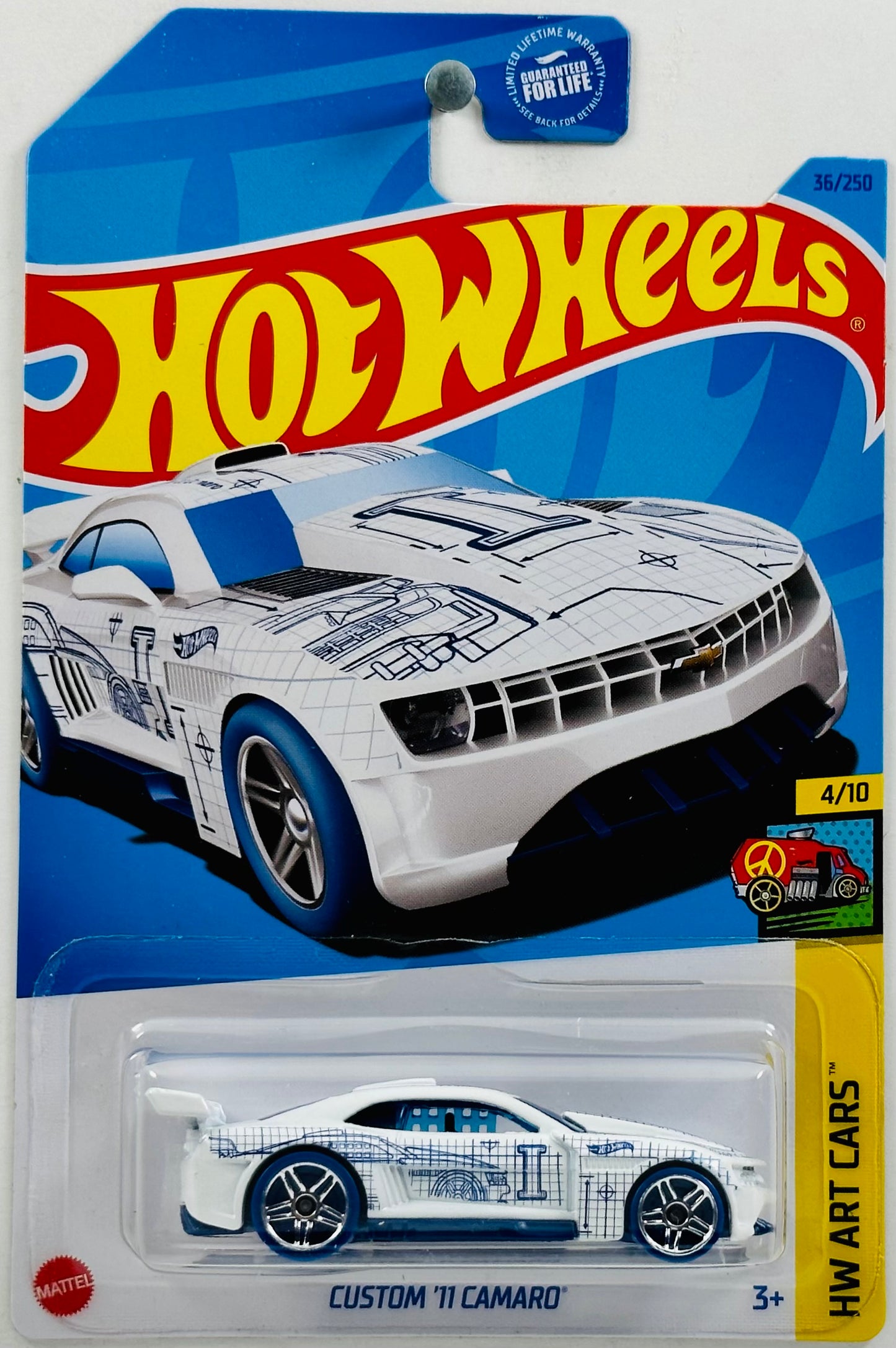 Hot Wheels 2023 - Collector # 036/250 - HW Art Cars 04/10 - Custom '11 Camaro - White / 'I' - USA