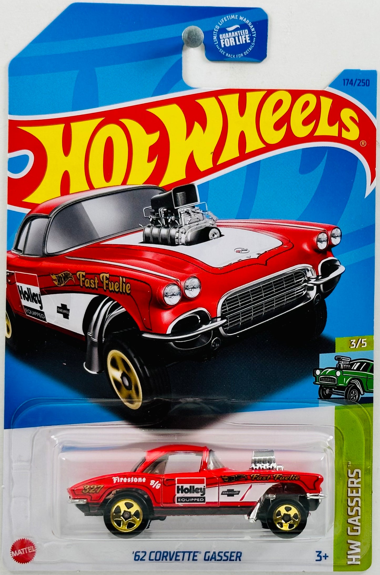 Hot Wheels 2023 - Collector # 174/250 - HW Gassers 03/05 - '62 Corvette Gasser - Red - '327' / Holly & Hot Wheels Logo - USA