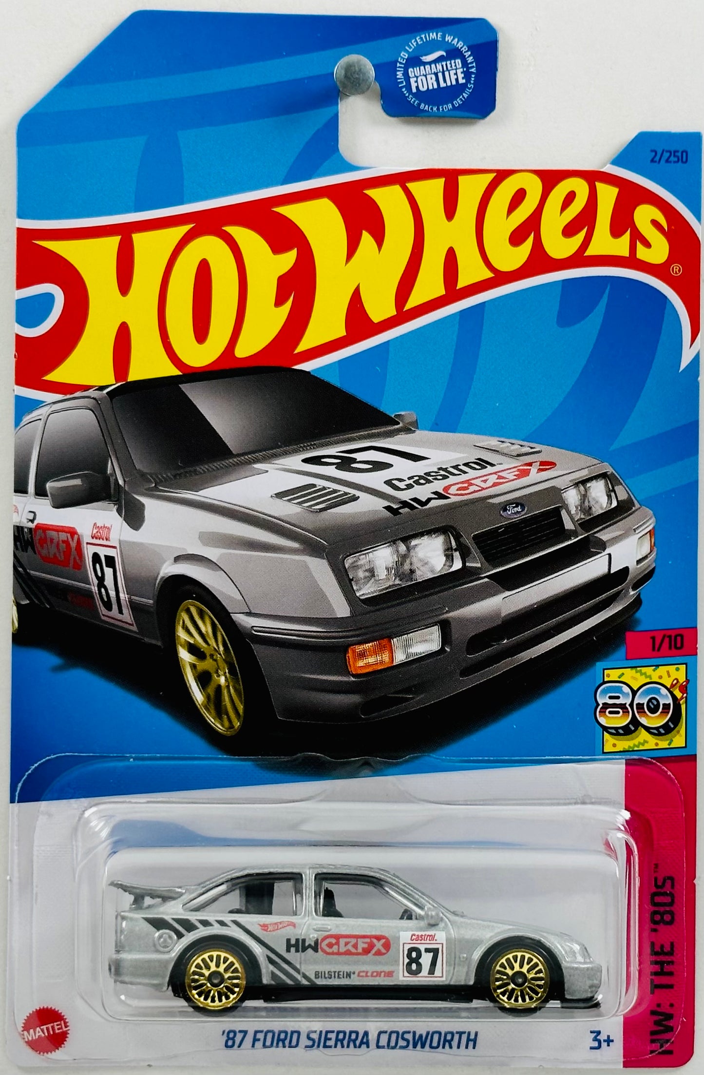 Hot Wheels 2023 - Collector # 002/250 - HW: The '80s 01/10 - '87 Ford Sierra Cosworth - Gray / #87 - USA