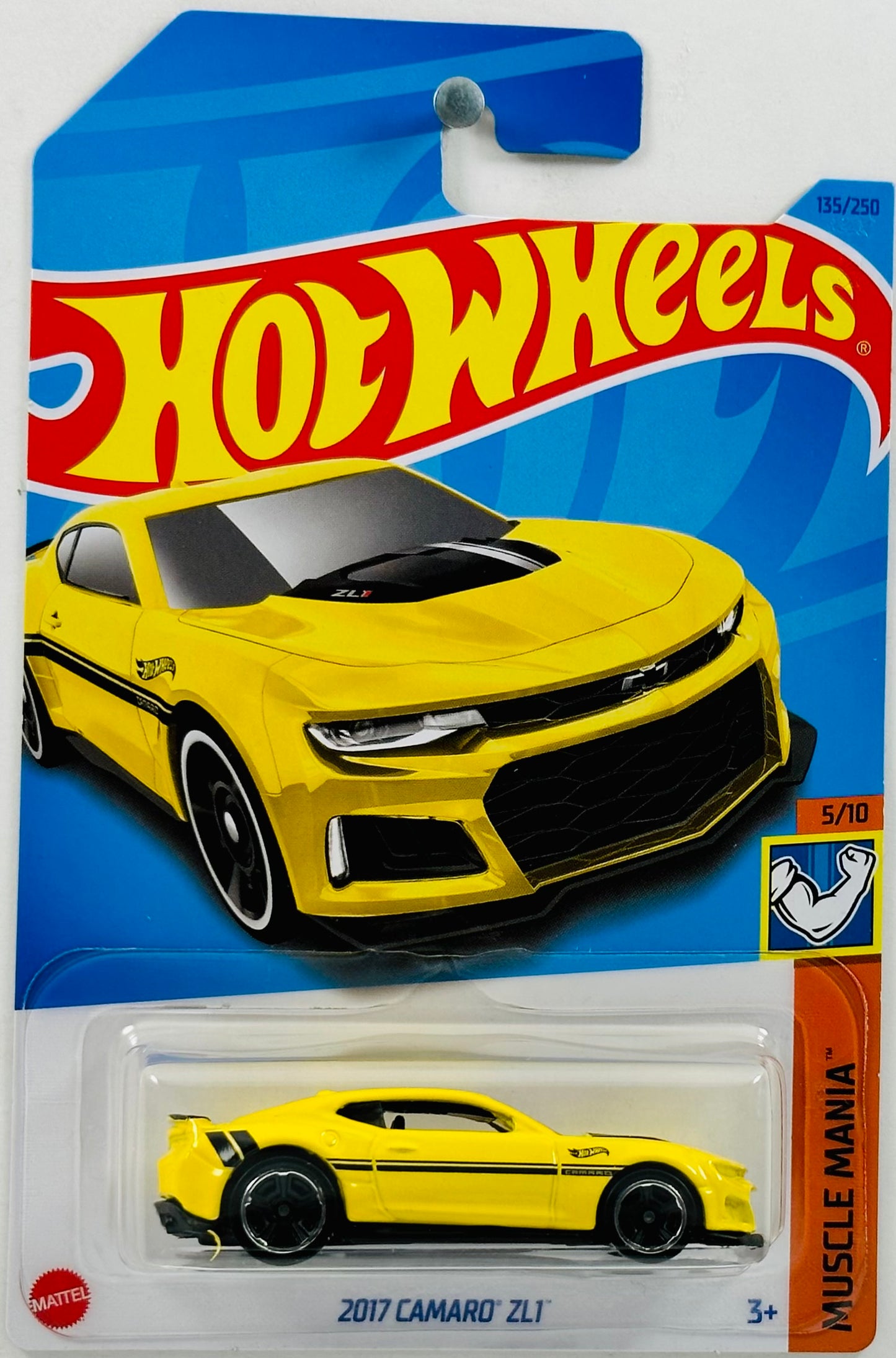 Hot Wheels 2023 - Collector # 135/250 - Muscle Mania 1/10 - 2017 Camaro ZL1 - Yellow - IC