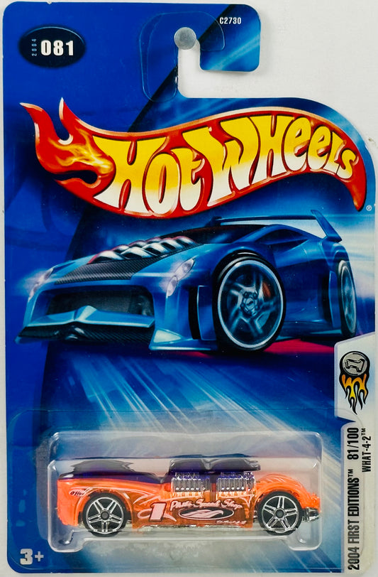 Hot Wheels 2004 - Collector # 081/212 - First Editions 81/100 - What-4-2 - Transparent Orange - Purple Windows - '04 NC