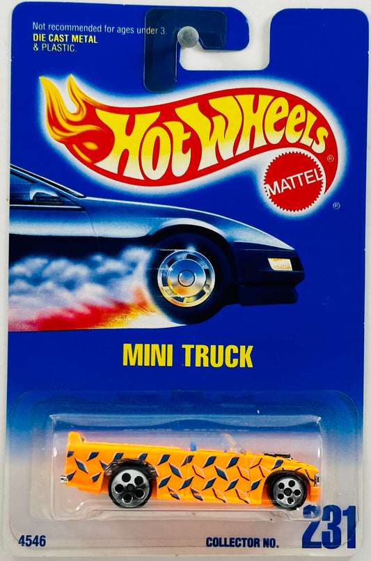 Hot Wheels 1996 - Collector # 231 - Mini Truck - Flourescent Orange - 5 Dot - USA Blue & White Card
