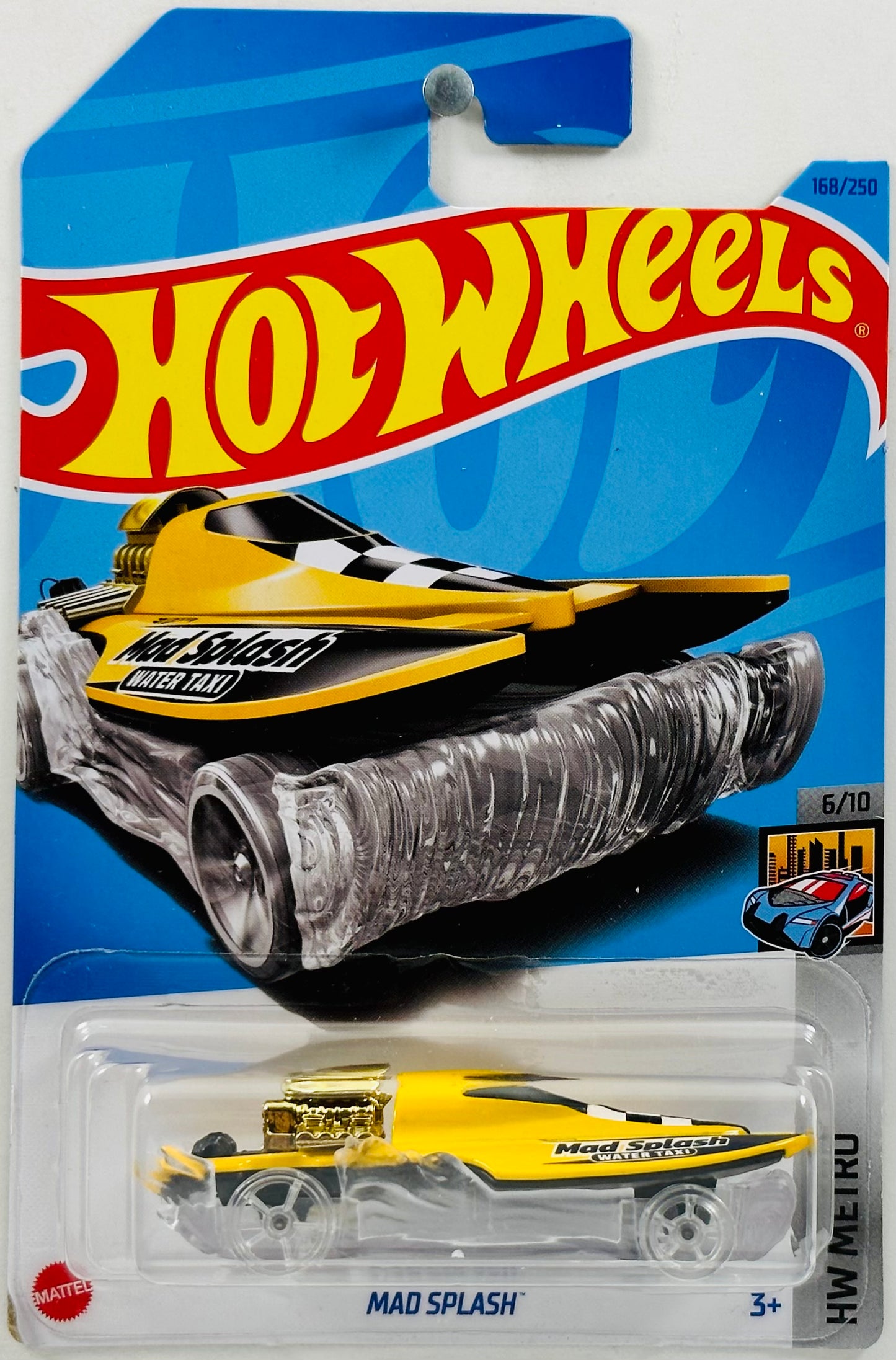 Hot Wheels 2023 - Collector # 168/250 - HW Metro 06/10 - Mad Splash - Yellow - 'Mad Water Splash Taxi' - IC