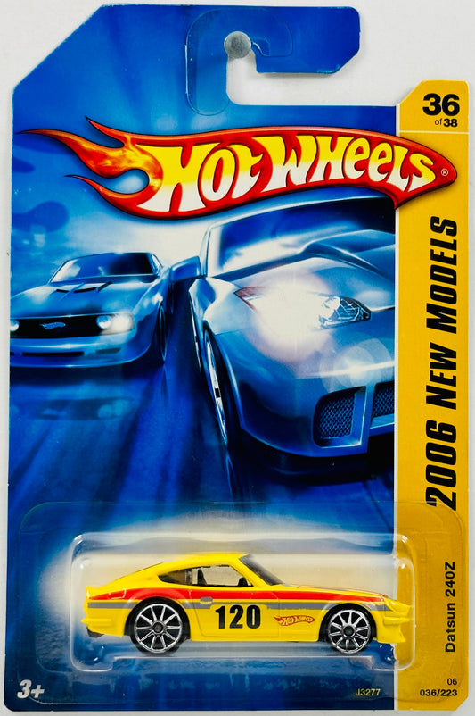 Hot Wheels 2006 - Collector # 036/223 - New Models 36/38 - Datsun 240Z - Yellow - 10 Spokes - USA '07 Card