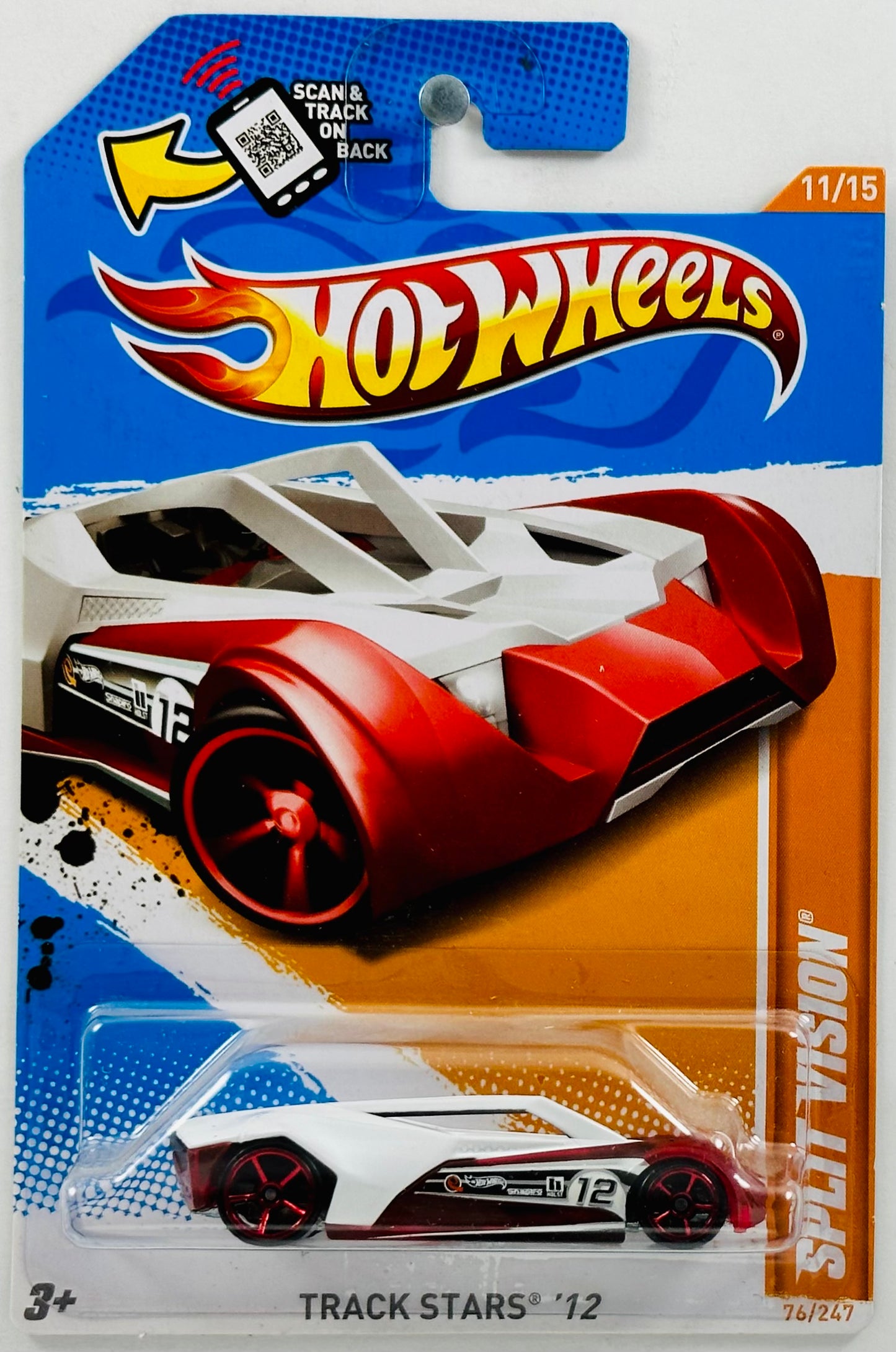 Hot Wheels 2012 - Collector # 076/247 - Track Stars 11/15 - Split Vision - Pearl White & Red - USA