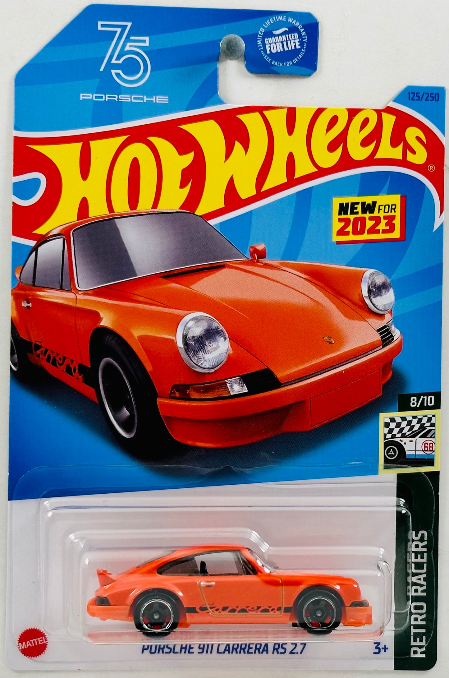 Hot Wheels 2023 - Collector # 125/250 - Retro Racers 08/10 - New Models - Porsche 911 Carrera RS 2.7 - Orange - USA