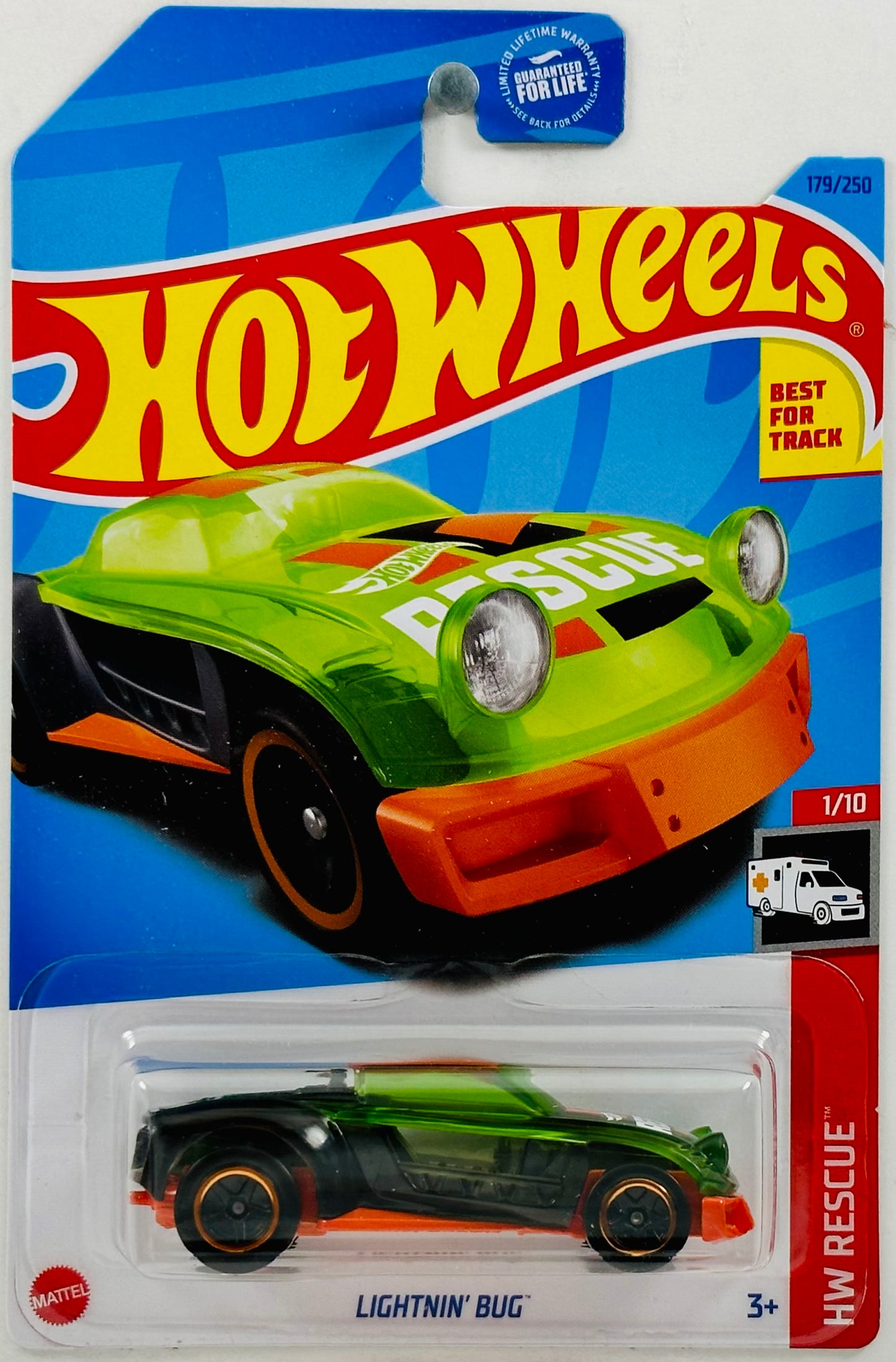 Hot Wheels 2023 - Collector # 179/250 - HW Rescue 01/10 - Lightnin' Bug - Green / Black / Orange - USA