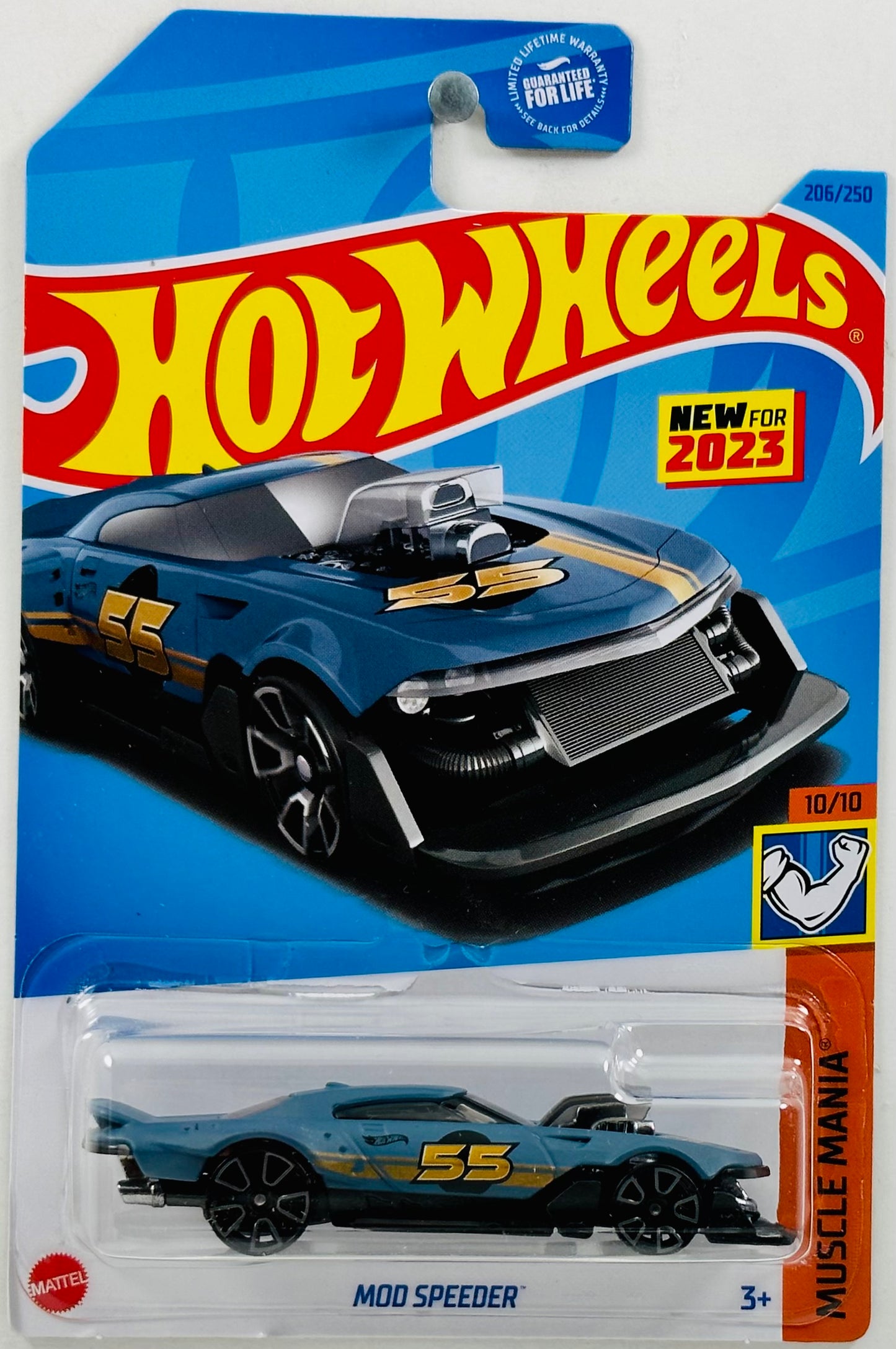 Hot Wheels 2023 - Collector # 206/250 - Muscle Mania 10/10 - New Models - Mod Speeder - Matte Moody Blue - USA
