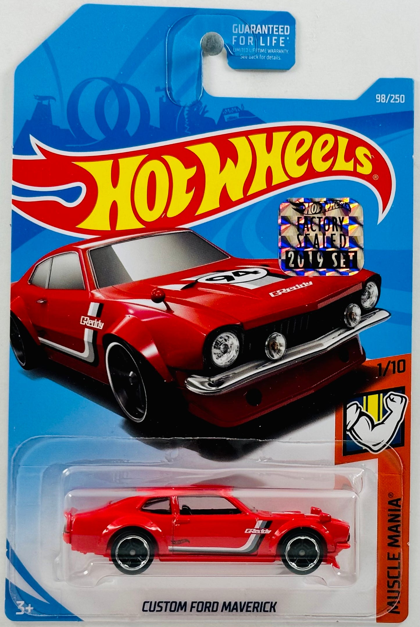 Hot Wheels 2019 - Collector # 098/250 - Muscle Mania 1/10 - Custom Ford Maverick - Red - FSC