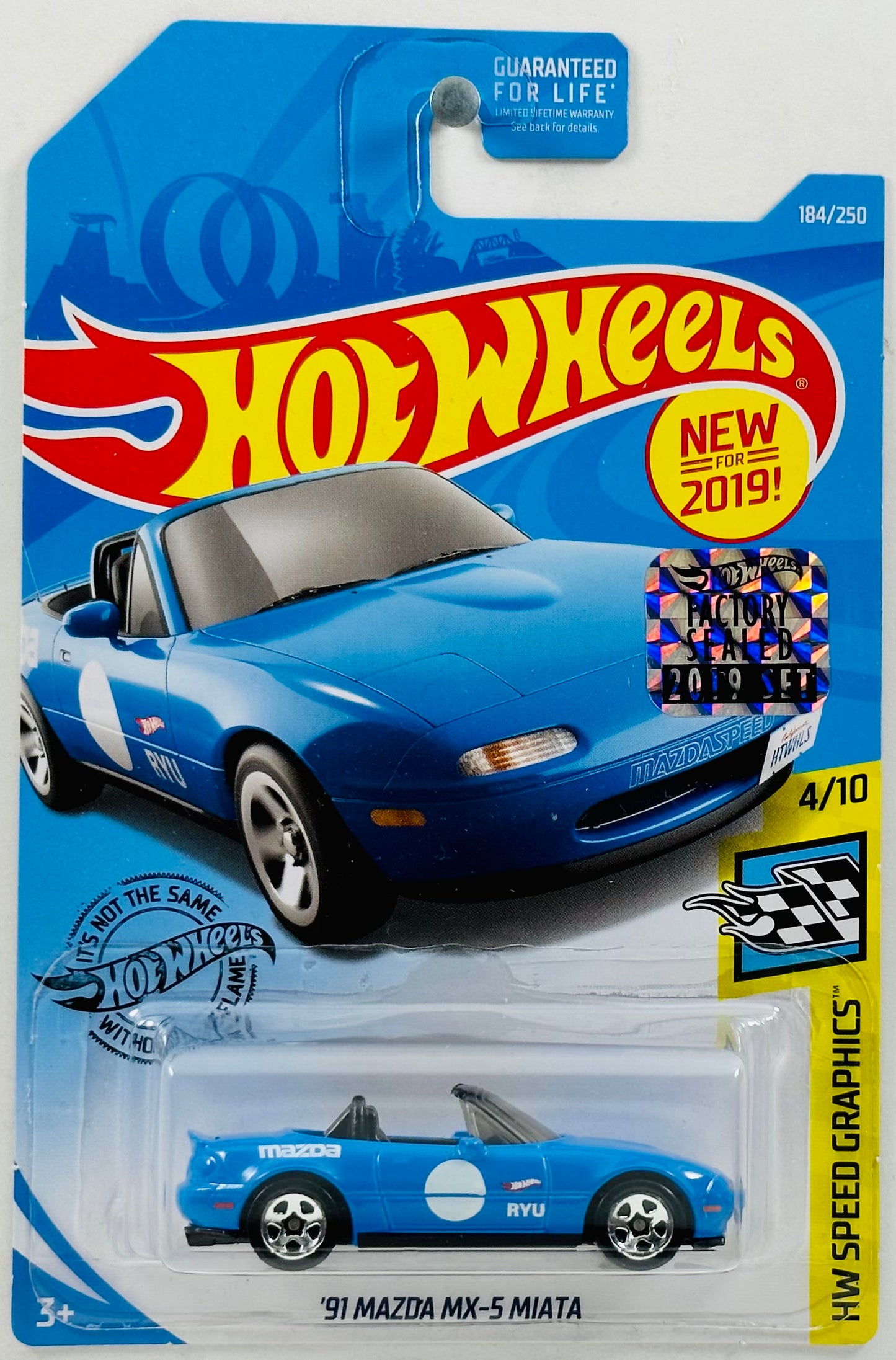 Hot Wheels 2019 - Collector # 184/250 - HW Speed Graphics 04/10 - '91 Mazda MX-5 Miata - Blue - FSC