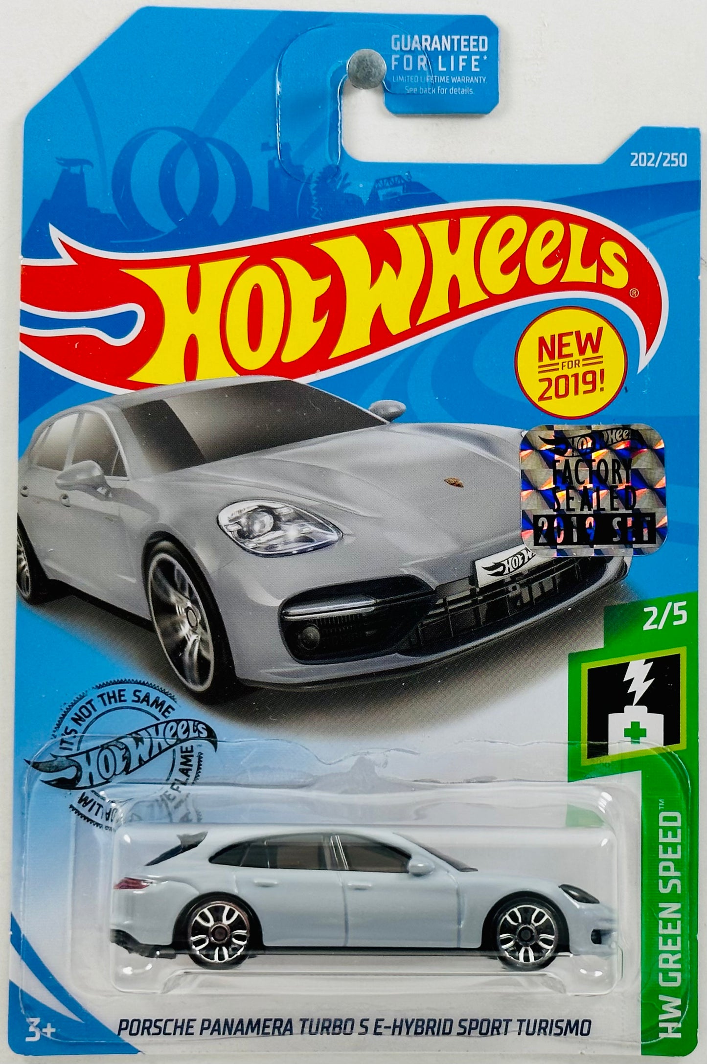 Hot Wheels 2019 - Collector # 202/250 - HW Green Speed 2/5 - New Models - Porsche Panamera Turbo S E-Hybrid Sport Turismo - Light Grey - FSC