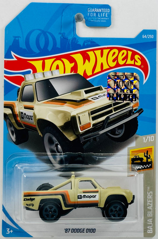 Hot Wheels 2019 - Collector #  064/365 - Baja Blazers 1/10 - '87 Dodge D100 - Tan - FSC