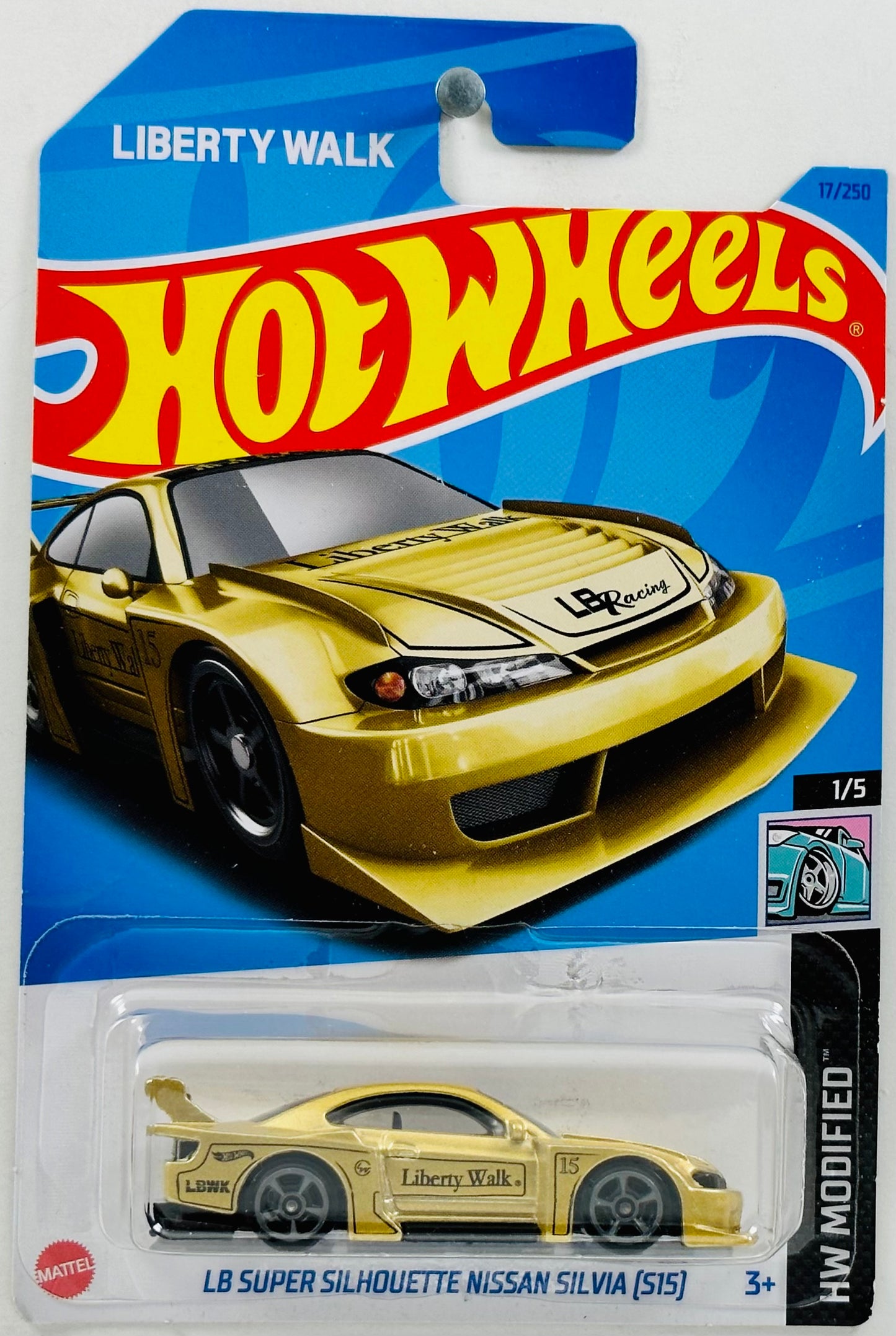 Hot Wheels 2023 - Collector # 017/250 - HW Modified 1/5 - LB Super Silhouette Nissan Silvia (S15) - Gold - IC